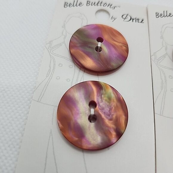 Lot Of 2 Belle Buttons By Dritz Large Marble Buttons 1 1/8" 27mm 4 Buttons Total - Picture 2 of 4